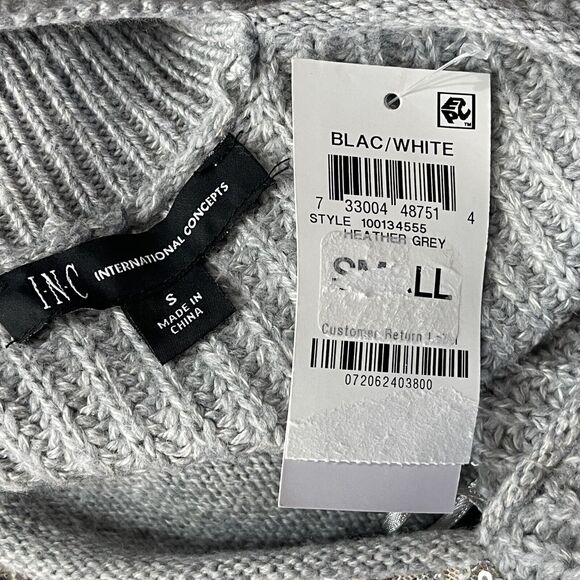INC International Concepts Small Tunic Sweater Sequins Long Sleeves Stretch Gray - Picture 6 of 9